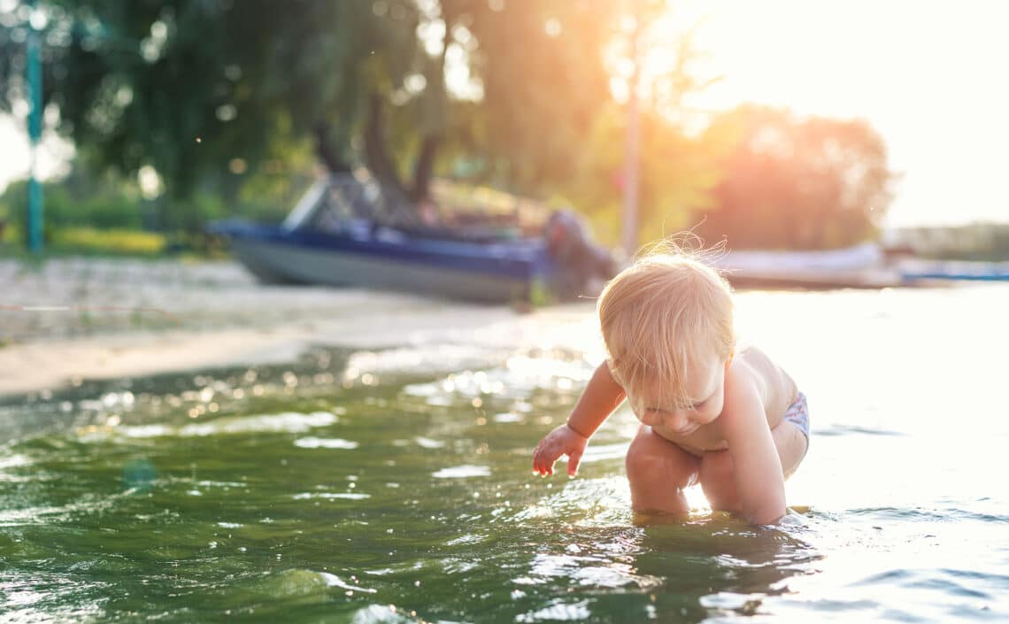 Boy swimming in the water